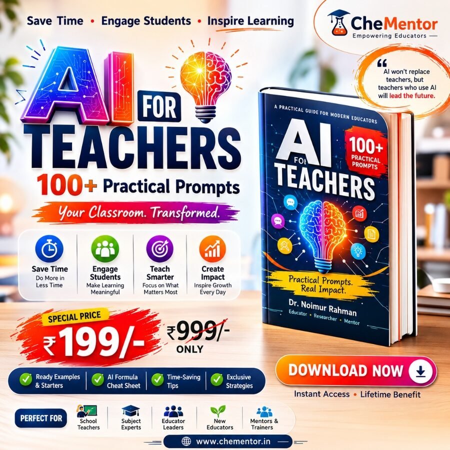 AI for Teachers — 100+ Practical Prompts. Your Classroom, Transformed. Special price ₹199, was ₹999.